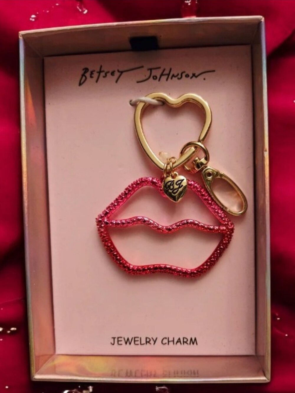 Betsey Johnson-Ombre Lip 💋Crystal Keychain-Bag Charm🩷